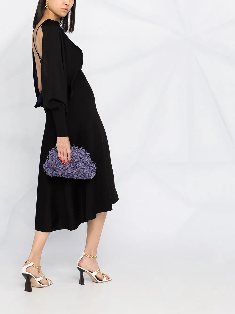 Puff-Sleeve Mid-Length Dress