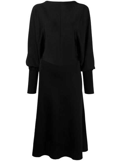 Puff-Sleeve Mid-Length Dress