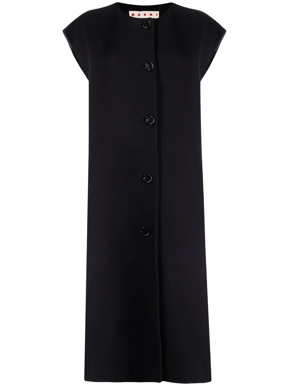 Sleeveless Button-Fastening Coat