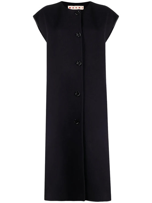 Sleeveless Button-Fastening Coat