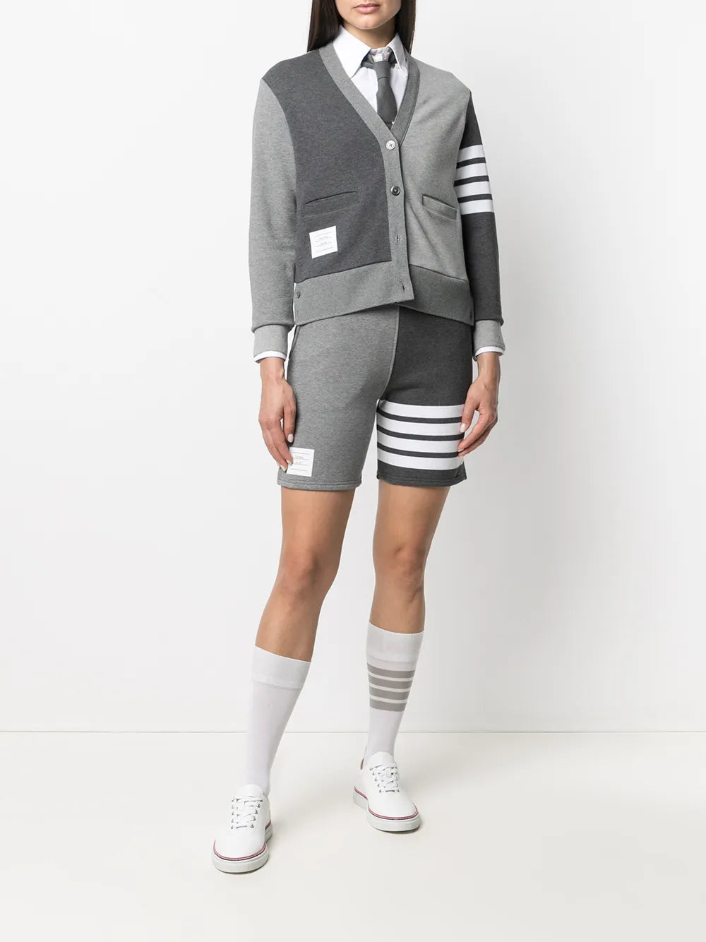 Panelled 4-Bar Cotton Shorts