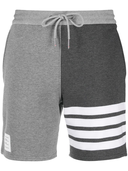 Panelled 4-Bar Cotton Shorts