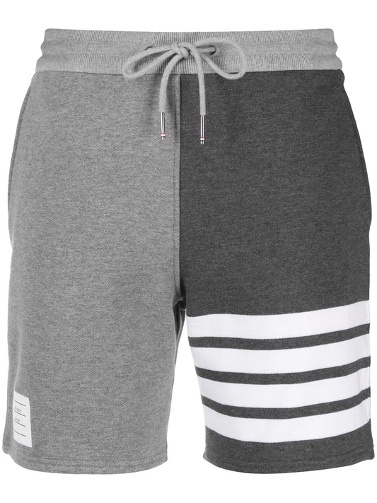 Panelled 4-Bar Cotton Shorts