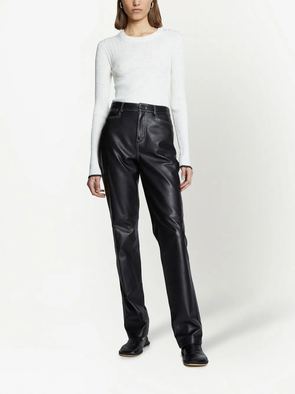 Straight Leather Trousers