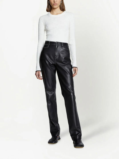Straight Leather Trousers