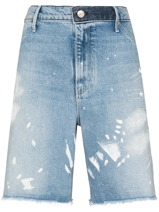 Hesper Paint-Splatter Denim Shorts
