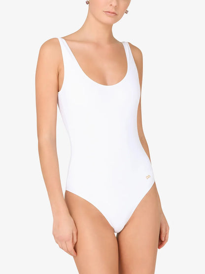 Logo-Tag Scoop-Back Swimsuit