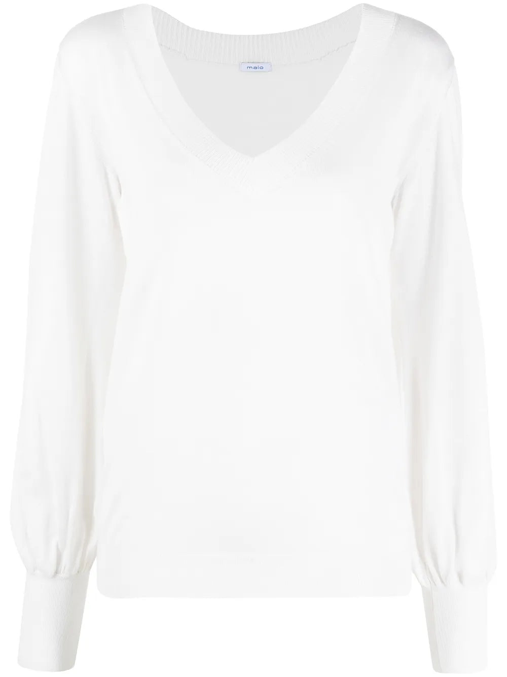 Bishop-Sleeve V-Neck Knitted Top