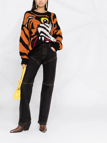 Tiger-Intarsia Jumper