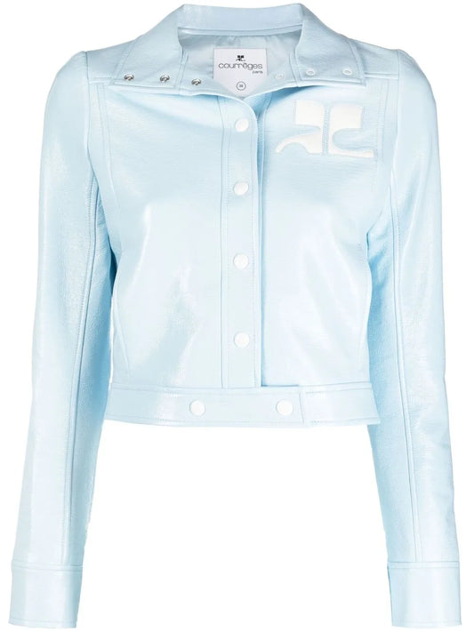 Appliqué-Logo Cropped Vinyl Jacket