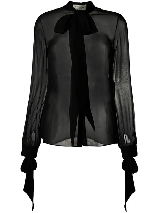 Pussy Bow Sheer Blouse