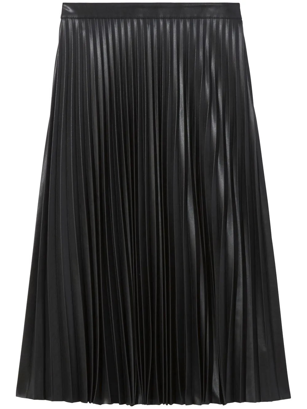 Faux-Leather Pleated Skirt