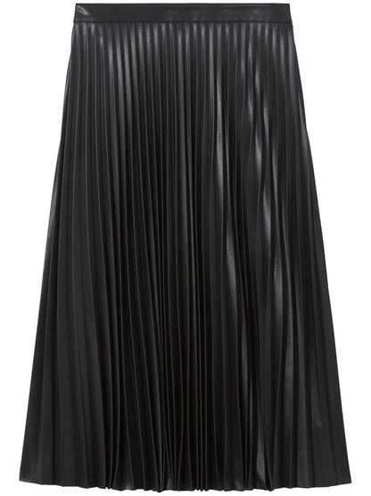 Faux-Leather Pleated Skirt