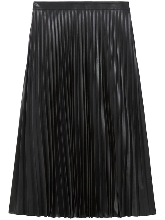 Faux-Leather Pleated Skirt
