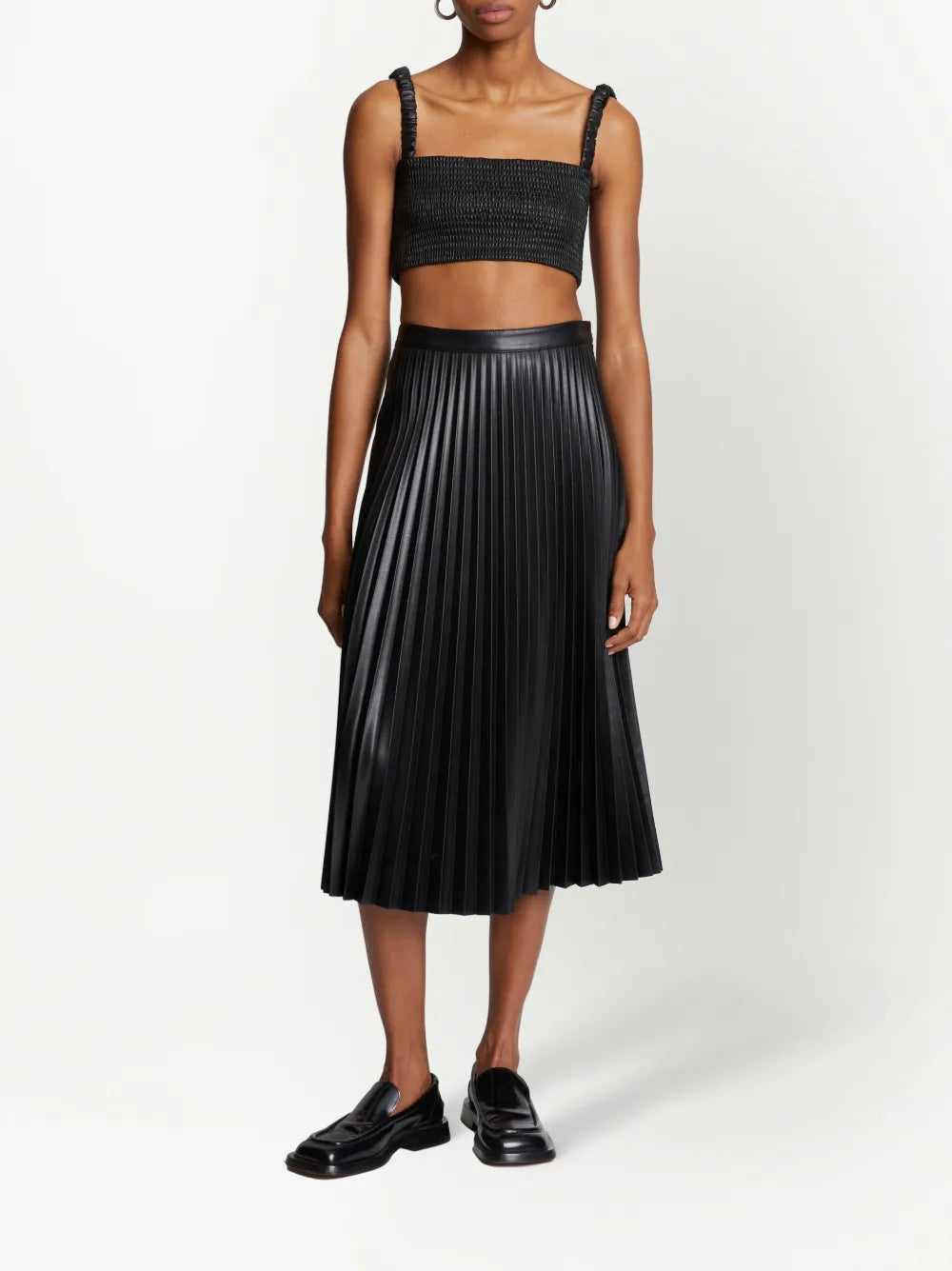 Faux-Leather Pleated Skirt
