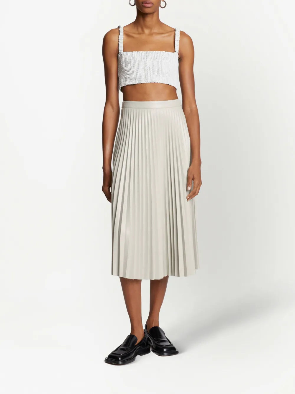 Faux-Leather Pleated Skirt