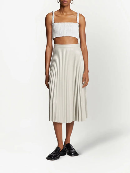 Faux-Leather Pleated Skirt