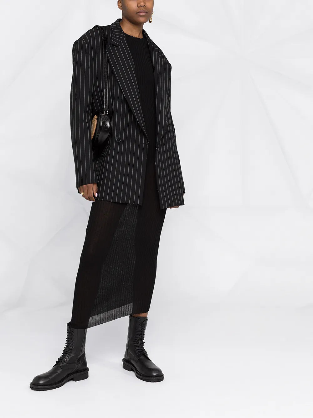 Ribbed-Knit Sheer Dress