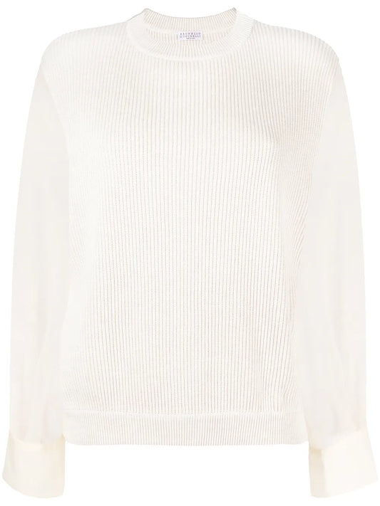 Crew-Neck Knit Silk Jumper