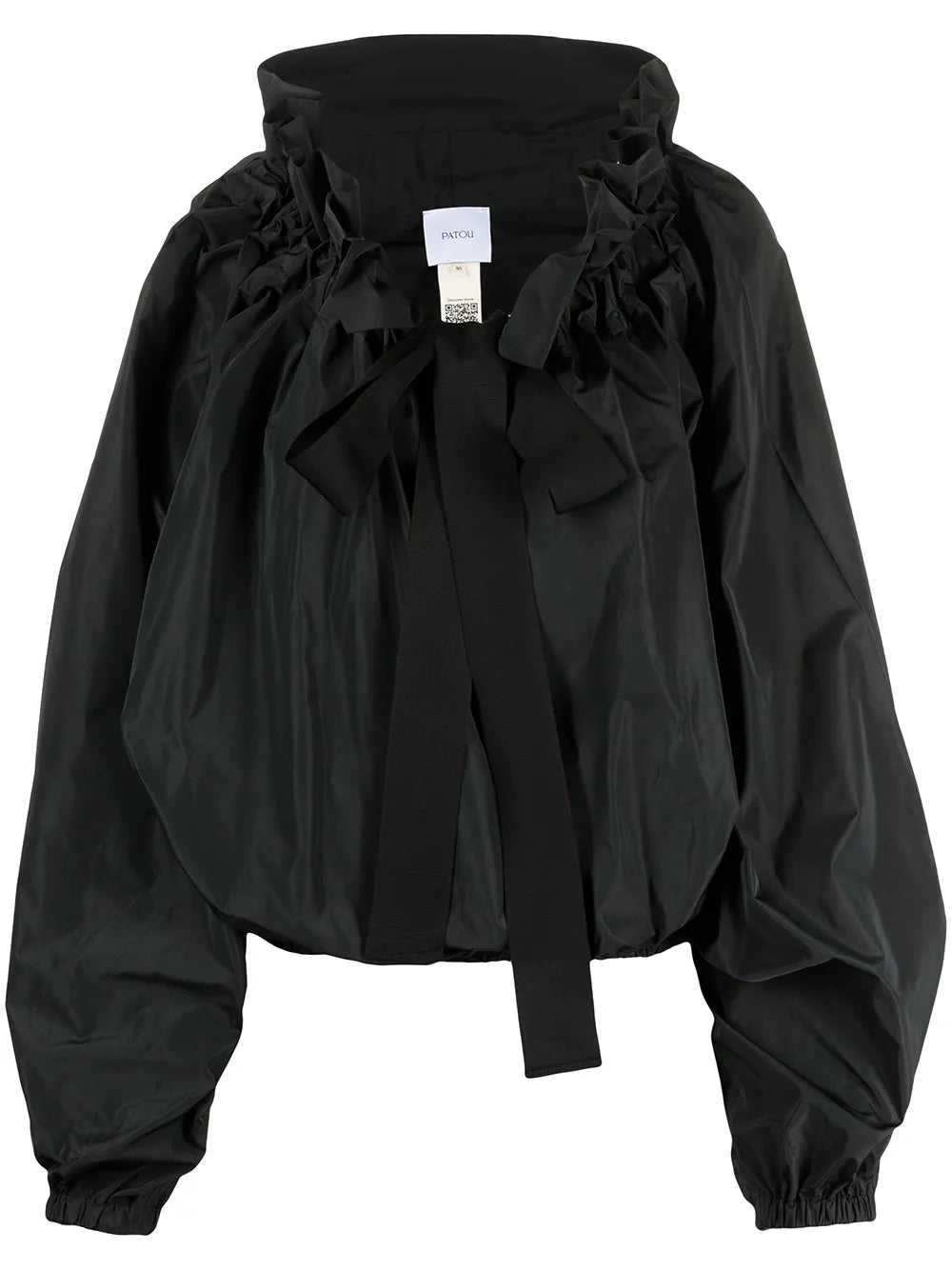 Grosgrain Puff-Sleeve Blouse