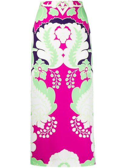 World Arazzo Print Straight Skirt