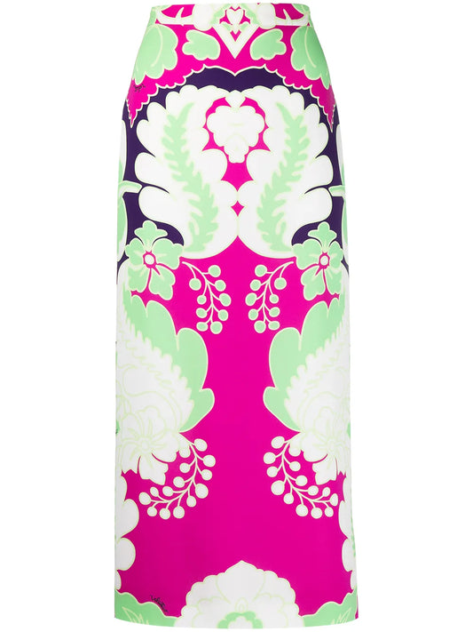 World Arazzo Print Straight Skirt