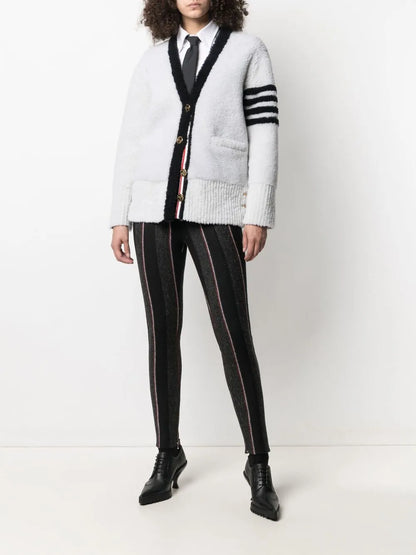 4-Bar Stripe Shearling Cardigan