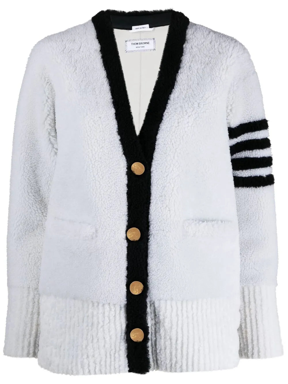 4-Bar Stripe Shearling Cardigan