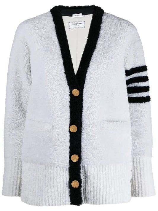 4-Bar Stripe Shearling Cardigan