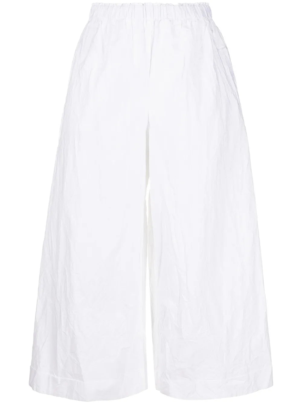 Cropped Crinkle Palazzo Trousers