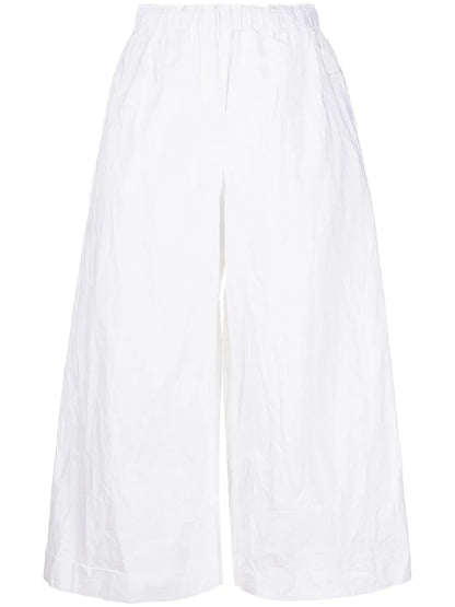 Cropped Crinkle Palazzo Trousers