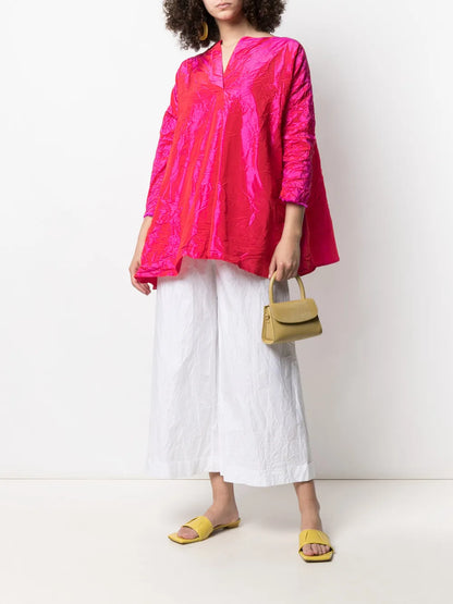 Cropped Crinkle Palazzo Trousers