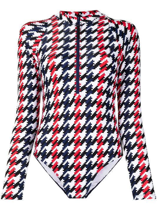 Spring Houndstooth-Print Surf Wetsuit