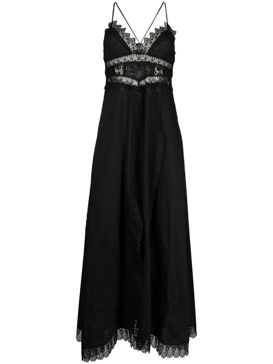 Lace-Trimmed Maxi Dress