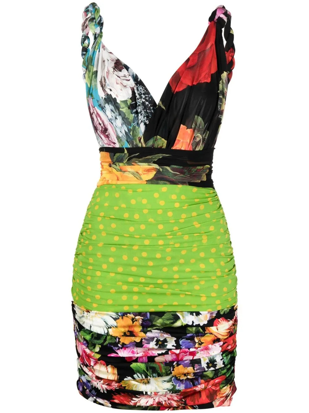 Patchwork Fitted Mini Dress
