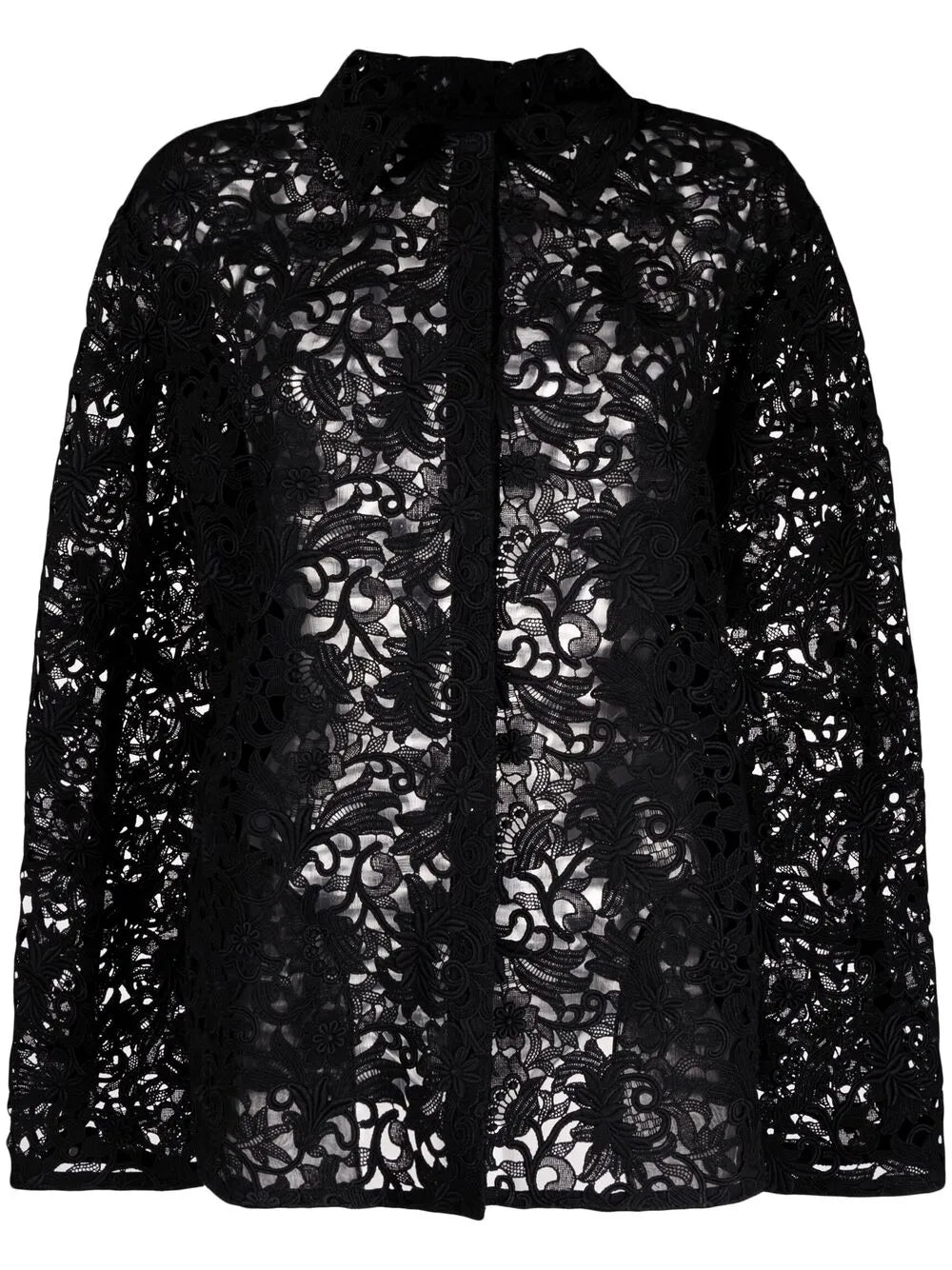 Floral-Lace Shirt Jacket
