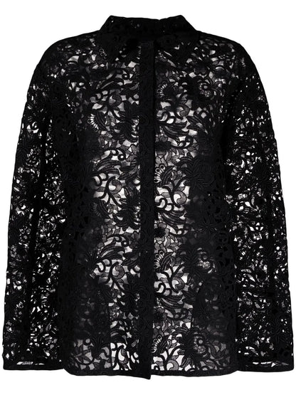 Floral-Lace Shirt Jacket