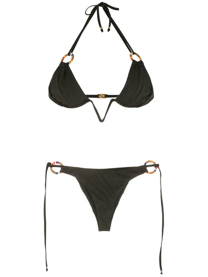 Ring-Detail Halterneck Bikini