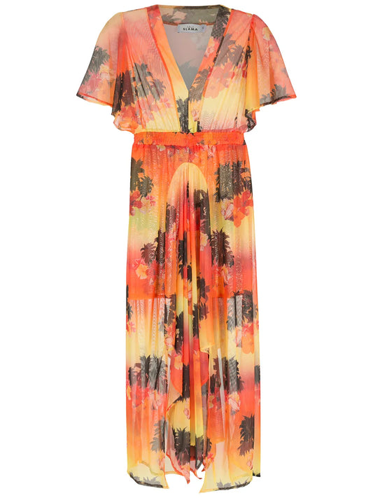Half-Sleeves Long Dress