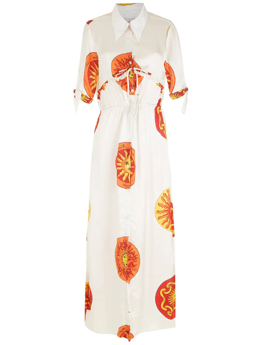 Sun-Print Long Shirt Dress