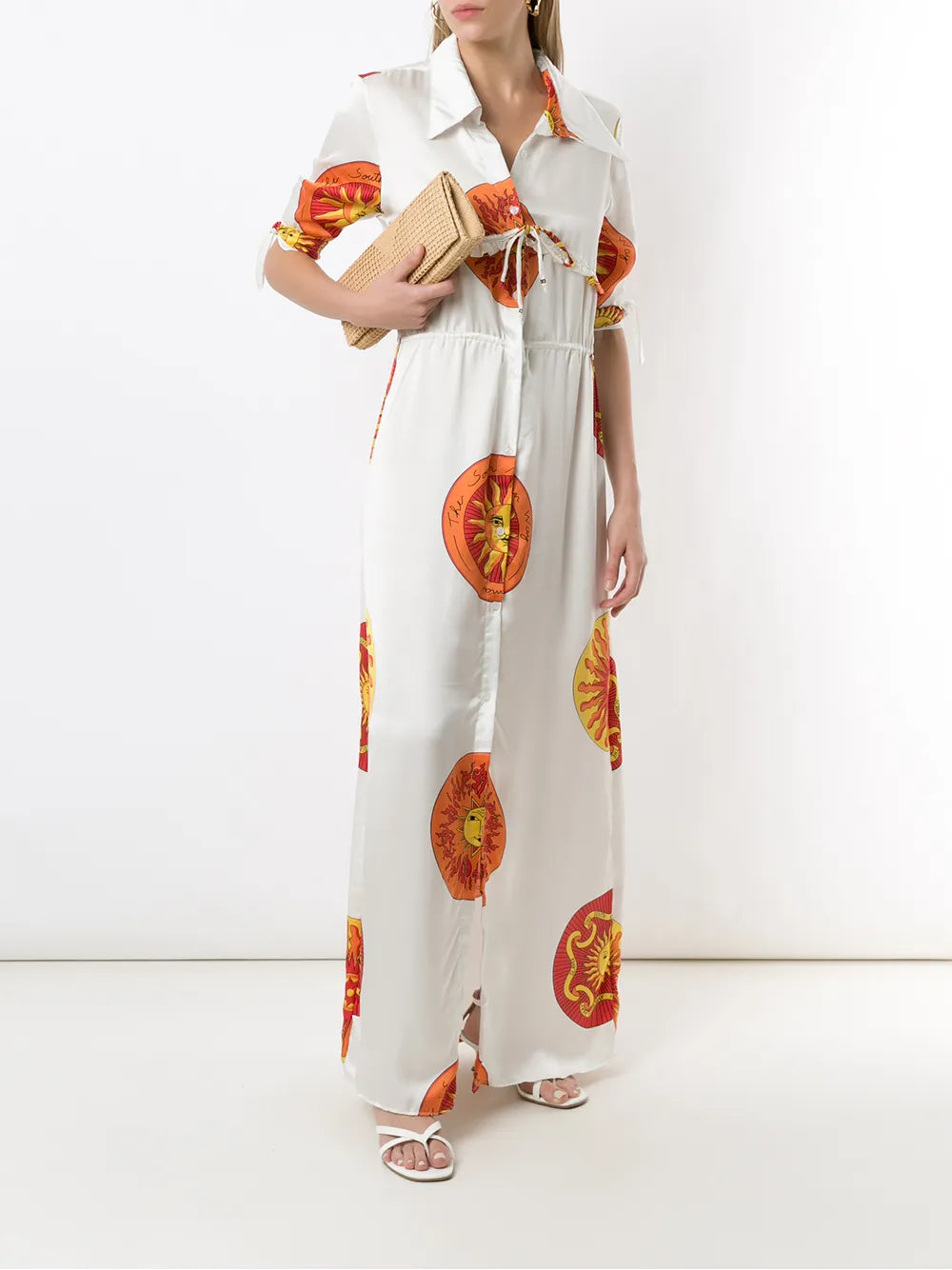 Sun-Print Long Shirt Dress