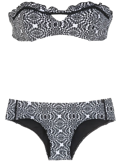 Striped Print Bikini Set