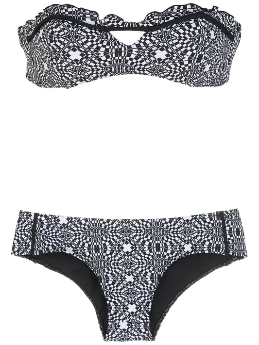 Striped Print Bikini Set