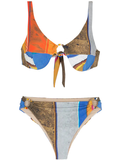 Stripid Print Eco Bikini Set