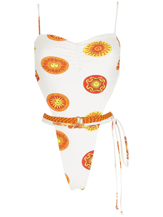 Print Sol High-Leg Swimsuit
