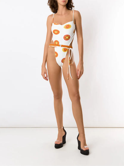 Print Sol High-Leg Swimsuit