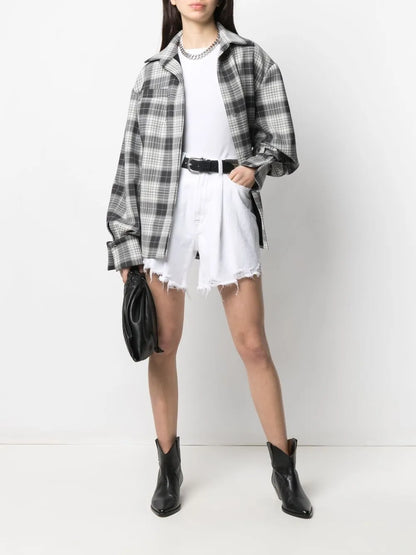 High-Rise Raw-Cut Shorts
