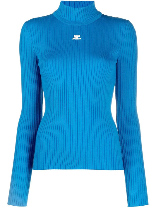 Logo Print Ribbed Knit Jumper