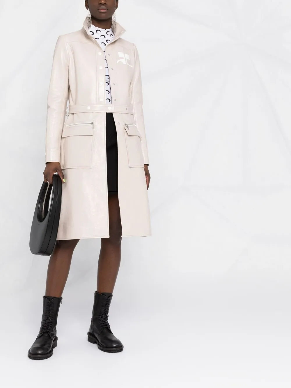 Logo-Appliqué Vinyl Trench Coat