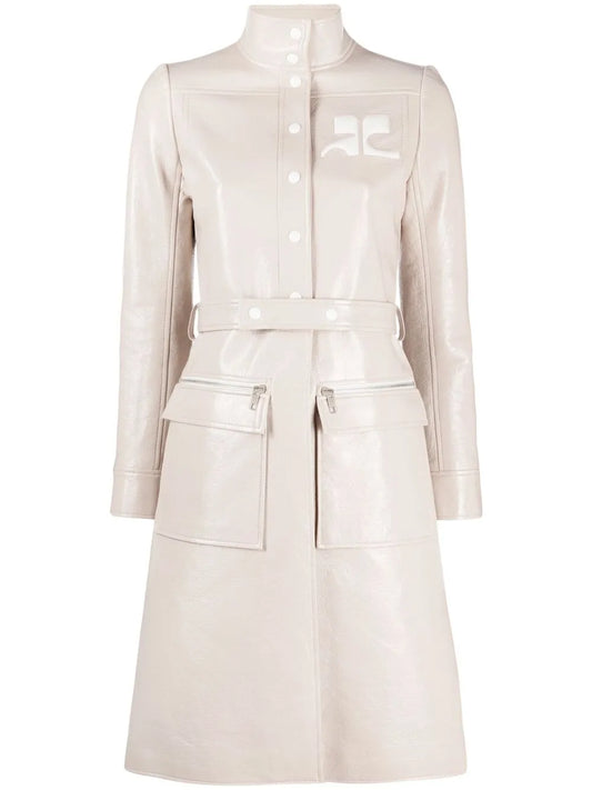 Logo-Appliqué Vinyl Trench Coat